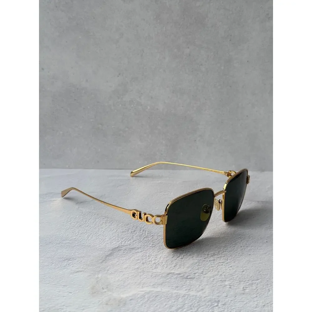 NEW Gucci GG1937S Gold Square Grey Lens Sunglasses $710